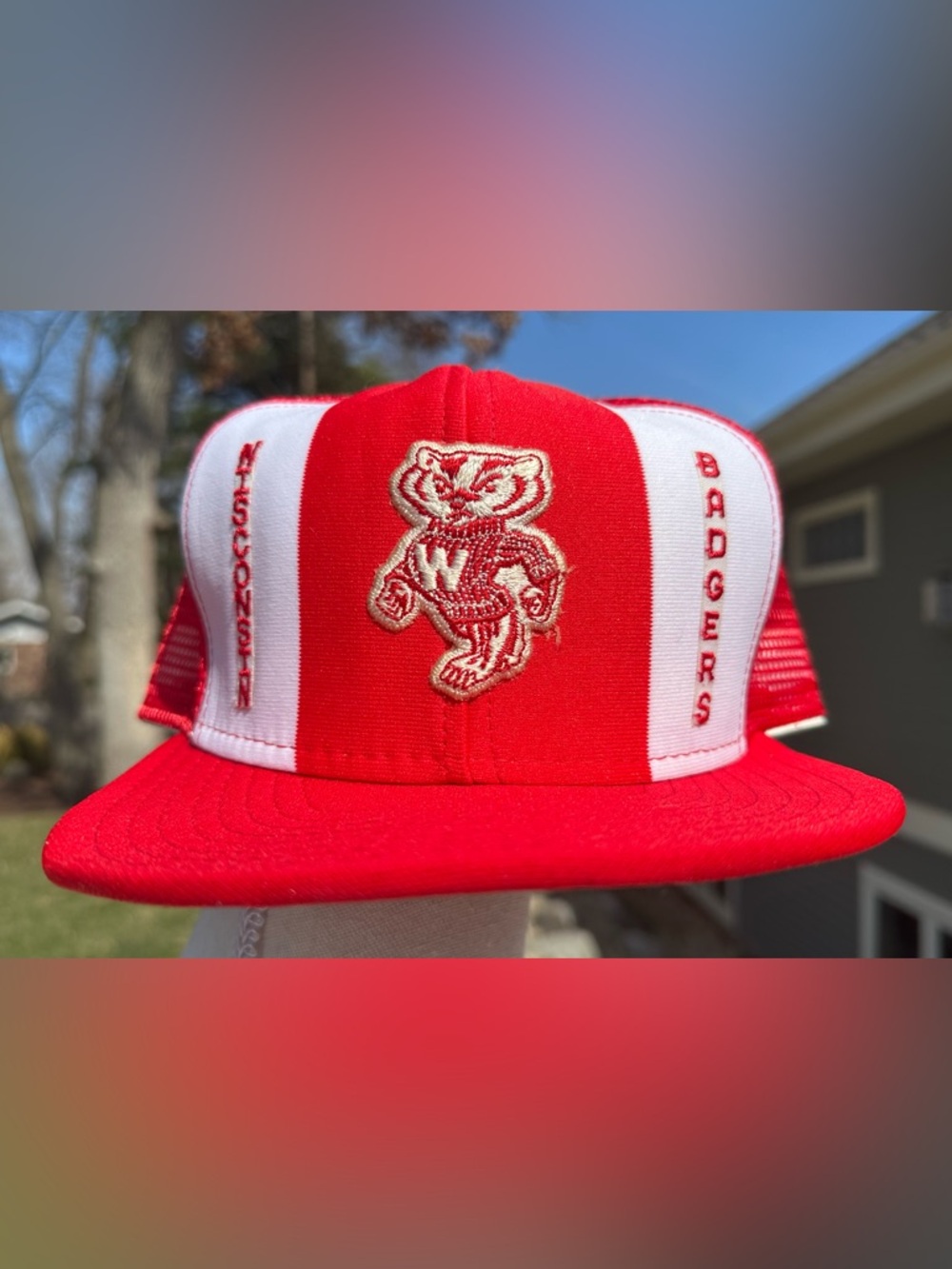 Wisconsin Badgers Vintage Red and White Trucker Hat